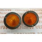 Cabochons de feu orange en verre la paire