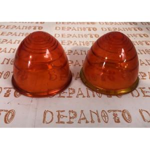 Cabochons de feu SCINTEX orange en verre la paire