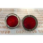 Cabochons de feu rouge en verre la paire