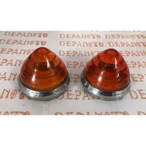 Cabochons de feu orange en verre la paire