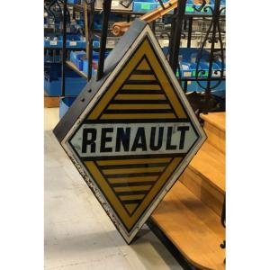 ENSEIGNE LUMINEUSE RENAULT DOUBLE FACE EN VERRE